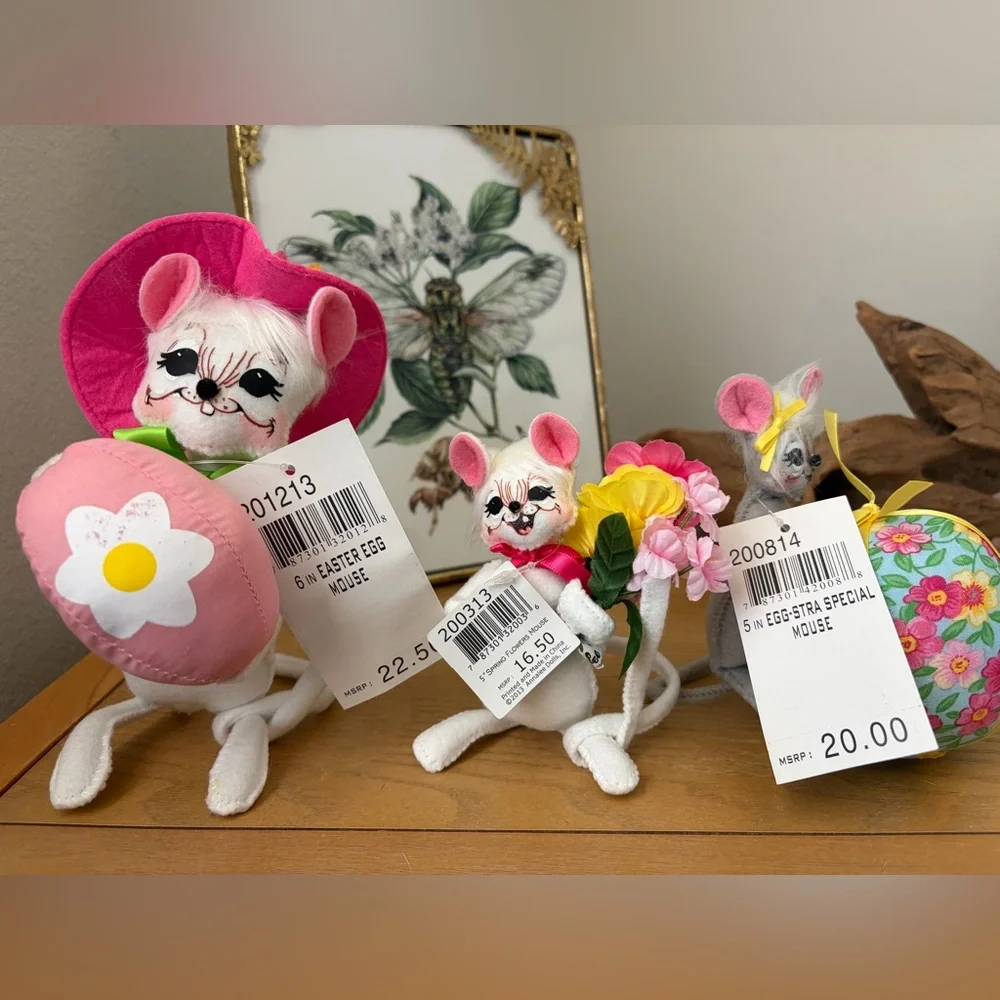 (3) Easter Spring Mice Annalee Dolls w/ Tags Lot - Picture 7 of 13